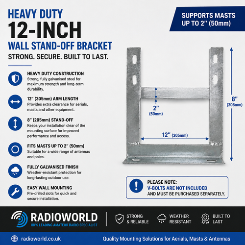 Heavy Duty 12 Inch Wall Stand Off Bracket - Radioworld UK