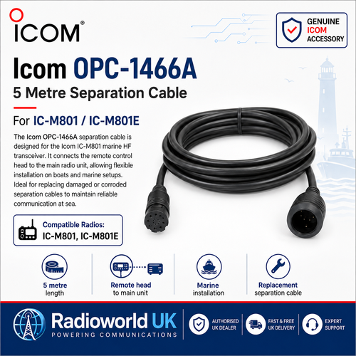 Icom OPC-1466A Separation Cable 5m for IC-M801 Remote Head Radioworld UK
