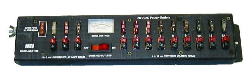 MFJ-1128 - 40 Amp Multiple DC Power Outlet Strip w/ 12 PowerPole