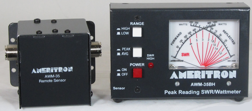 Awm-35hb Ameritron SWR and power meter, capable of measuring SWR and power from 1.8 to 50MHz, with a power rating of 1000W and 100W.