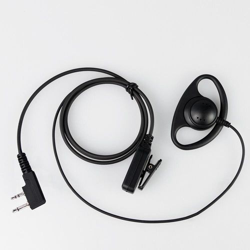 D-shape earpiece microphone for 2 pin kenwood radios