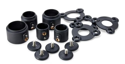 LMA heavy duty mast clamp set with plastic mast sections and guy rings for antenna mounting