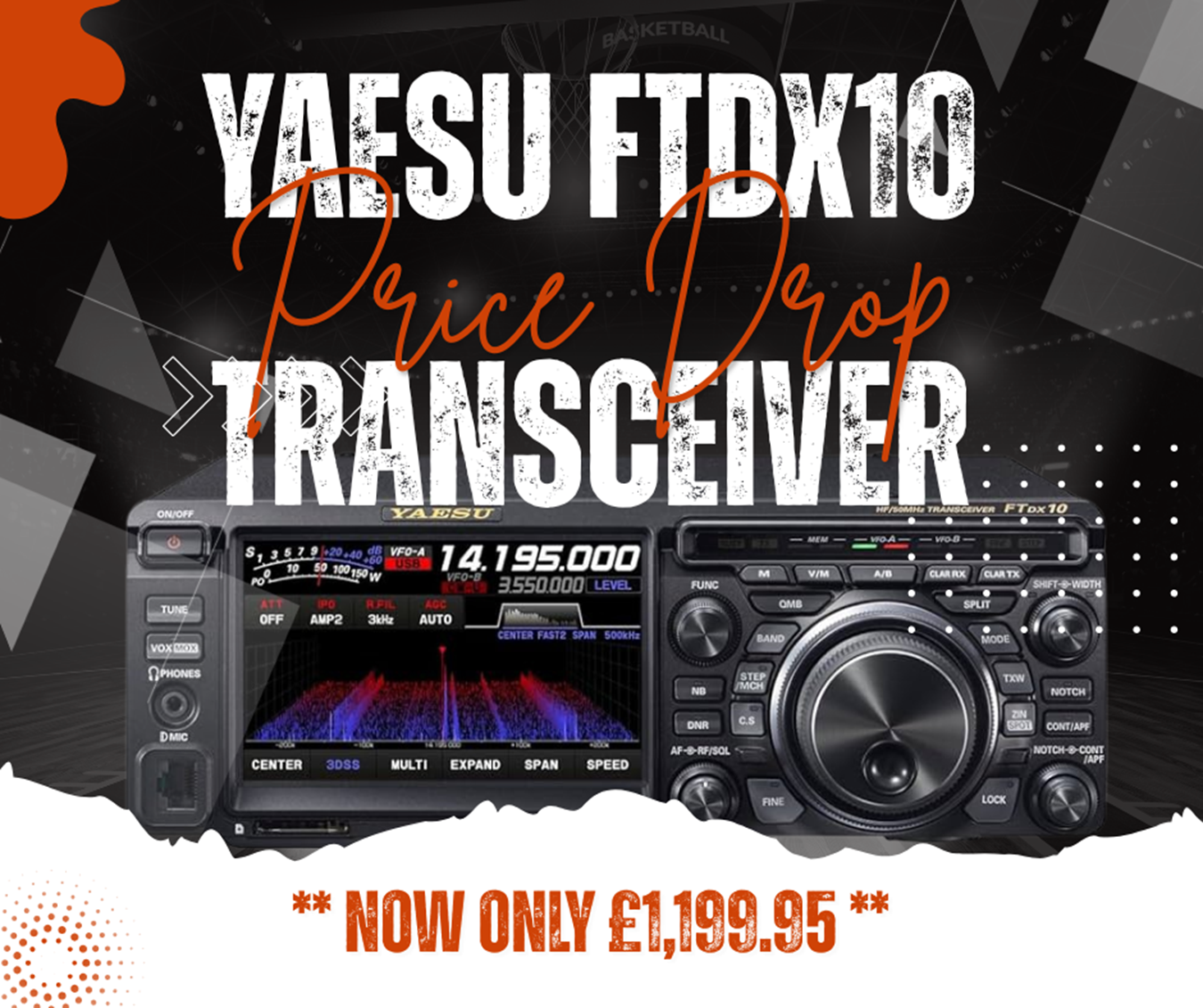YAESU FTDX-10（used）　50W Yaesu FTDX-10 HF/50 MHz, 100W desktop HAM radio