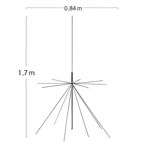 Diamond D-130M wideband discone antenna – 1.7m height, 0.84m radial spread, Radioworld UK