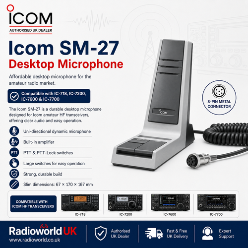 Icom SM‑27 Desktop Microphone for Icom HF Amateur Transceivers