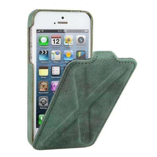 Decoded iphone 5 5s leather flip case cross design green