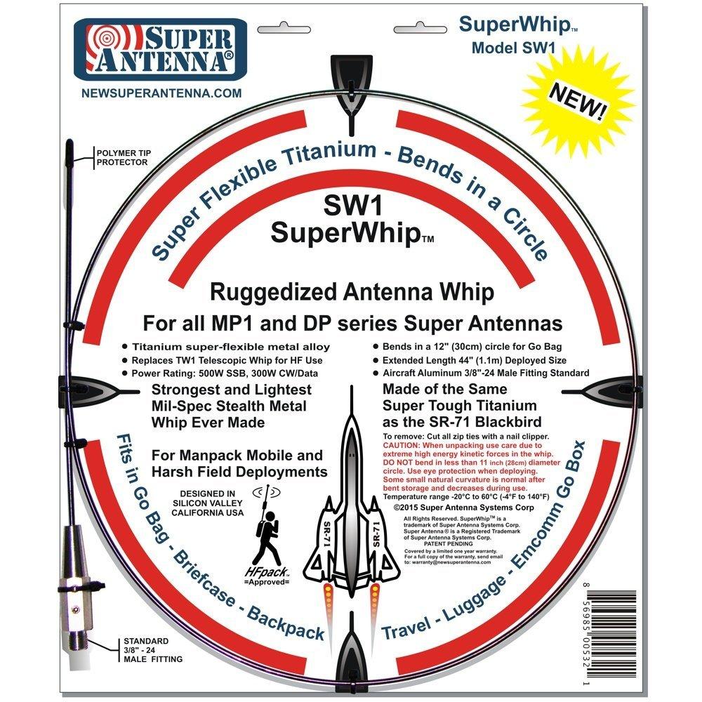 SW1 Superantenna SuperWhip Ruggedized Titanium Super Flexible Whip