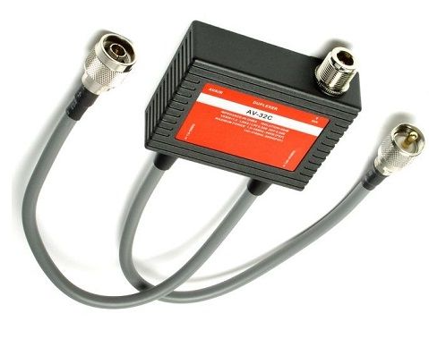 Av-32c-nmnm avair duplexer 1.6-56mhz & 140-170mhz n socket to pl-259 & n plug