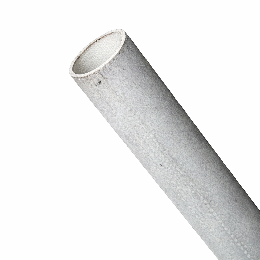Close-up of a 2m x 1.5in strengthened fibreglass antenna mounting pole with open end