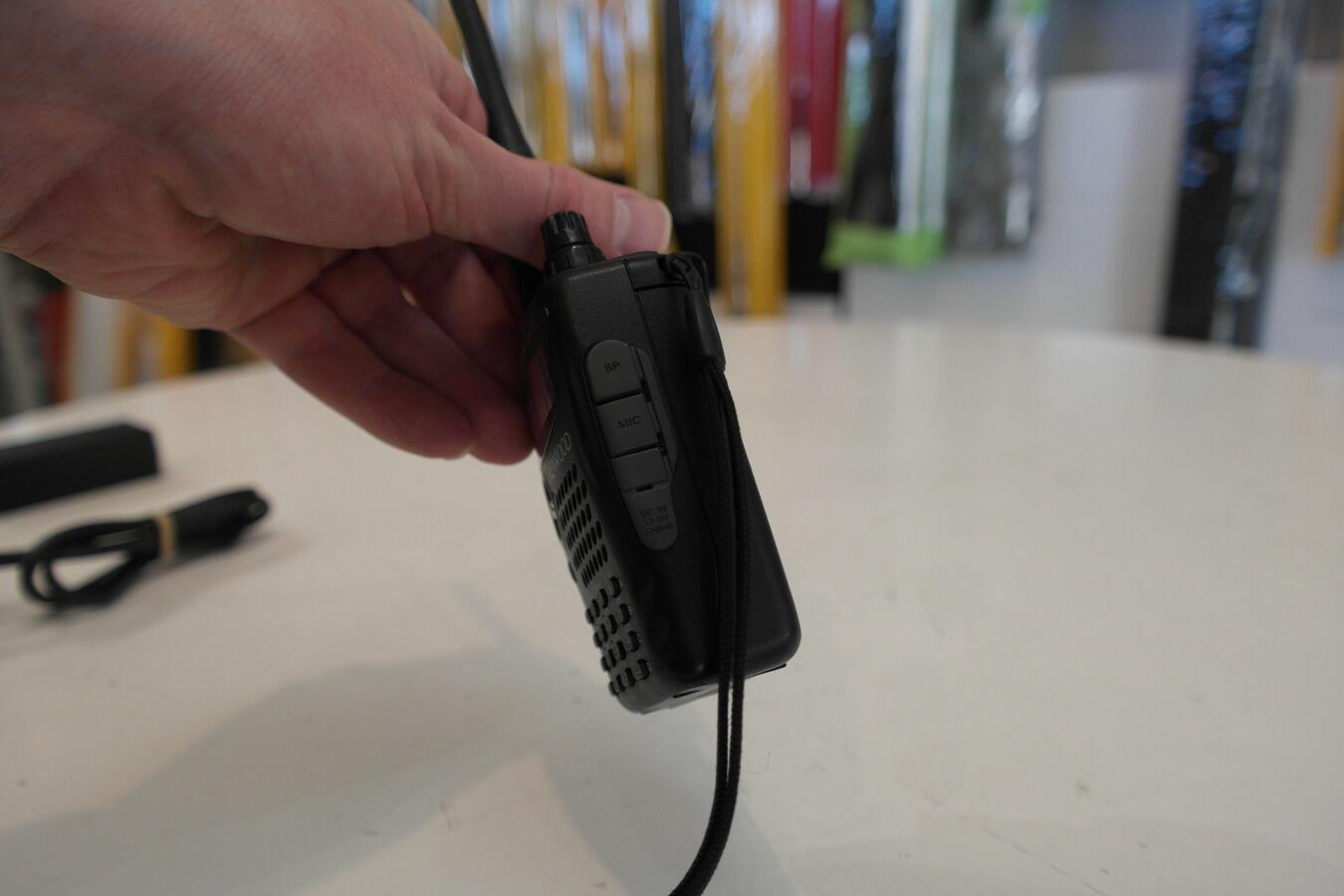 Kenwood TH-F7E side view showing buttons and ports