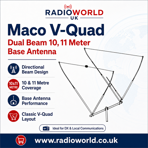 Maco V‑Quad Dual Beam 10/11 Meter Base Antenna with Telescoping Aluminium Elements