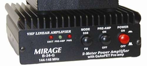 Mirage b-34g 35w 2m linear amplifier - with pre-amp.