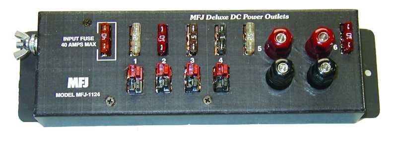 MFJ-1124 - 40 Amp Multiple DC Power Outlet Strip w/ 4 PowerPole