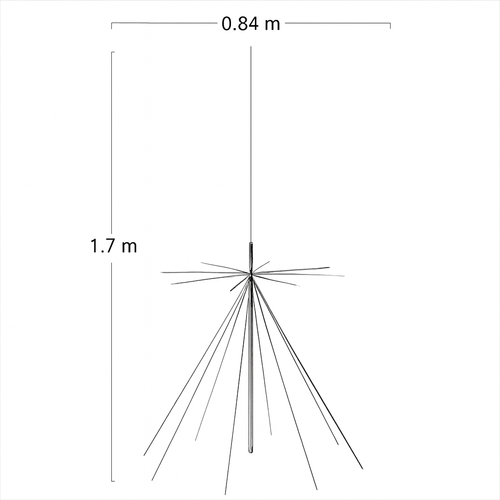 Diamond D3000N Super Discone Antenna – 25–3000MHz RX / 50–1200MHz TX, Type-N Connector