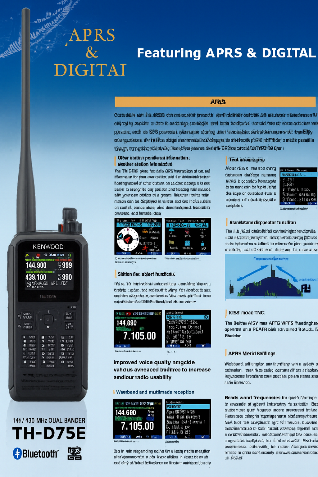 Kenwood TH‑D75 D‑STAR Dual‑Band Handheld Radio with GPS