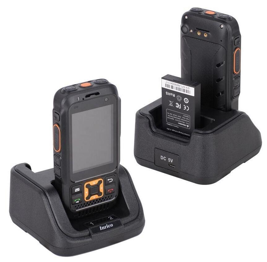 Inrico DC‑S100 desktop charger for S100 network radio with drop‑in cradle design