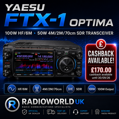 "Yaesu FTX‑1 Optima 100W HF/6M 50W 4M/2M/70cm SDR transceiver with £170 cashback offer – Radioworld UK"