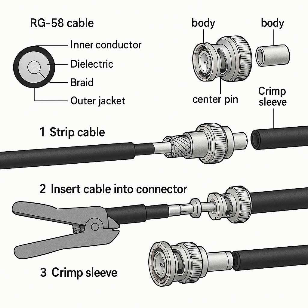 50 Ohm BNC RF Coaxial Crimp Plug Connector – TE Connectivity