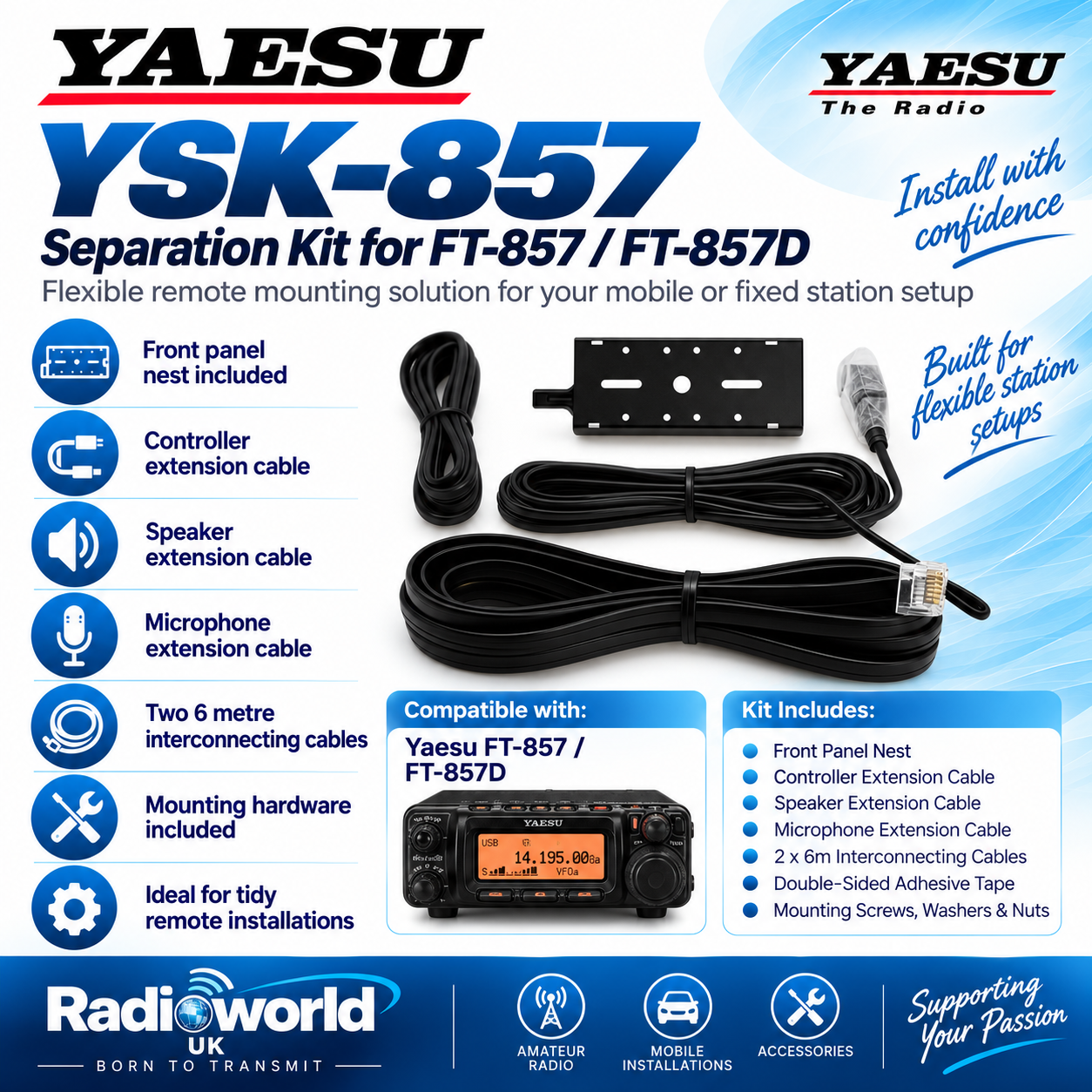Yaesu YSK‑857 Separation Kit for FT‑857 / FT‑857D | Radioworld UK