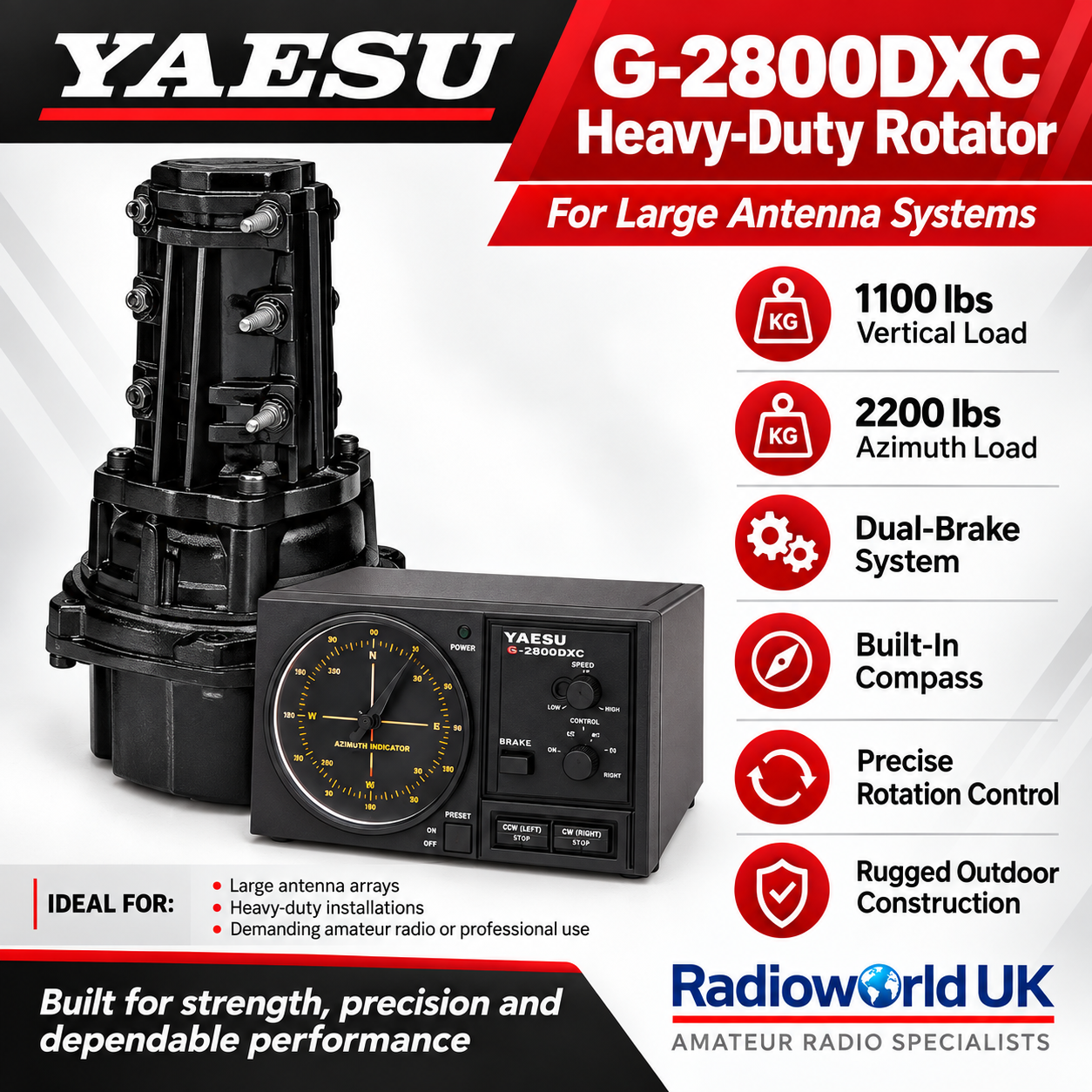 YAESU ANTENNA ROTATOR G-250 未使用品 Yaesu G‑2800DXC Heavy‑Duty Antenna Rotator for Large Arrays