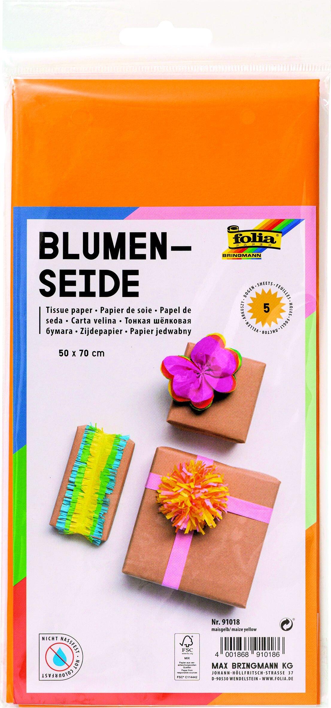 Silkepapir orange 50x75 cm 5 ark