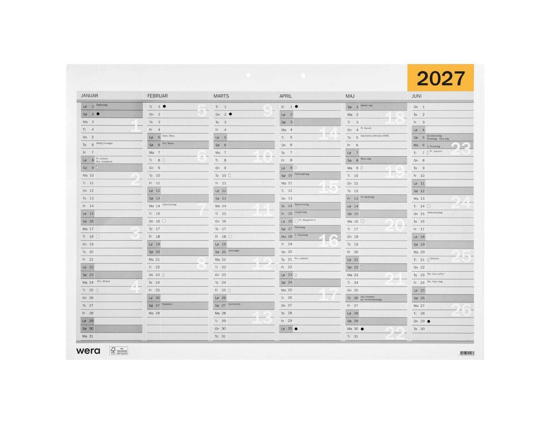 2027 vægkalender A2