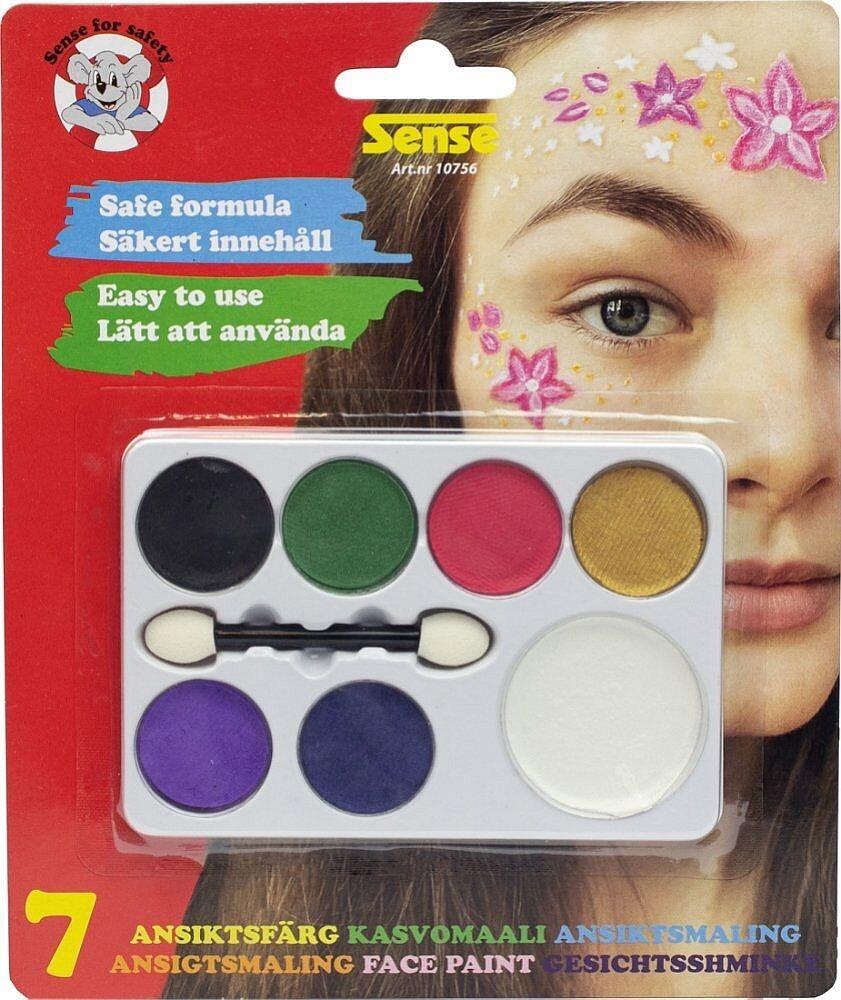 Ansigtsmaling 7 farver m/applikator