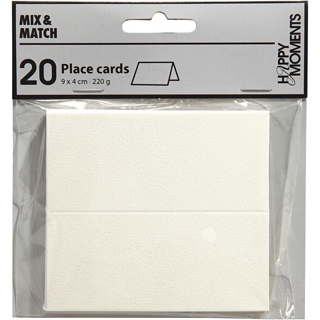 Bordkort hvid 9x4 cm 20 stk.