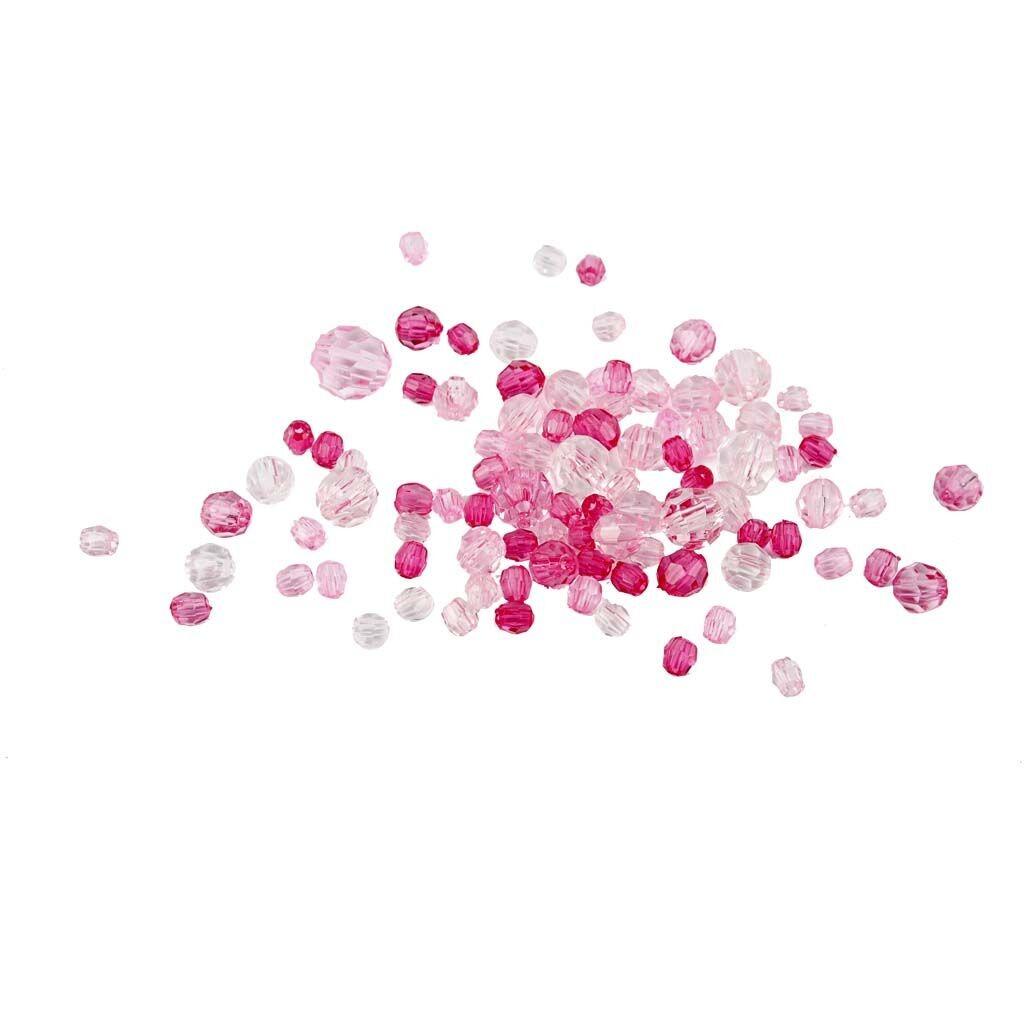 Facetperler str. 4-12mm pink