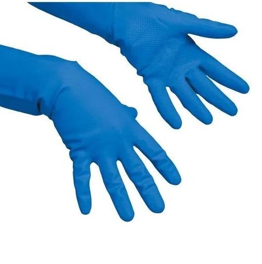 Latexhandske m.velour blå M