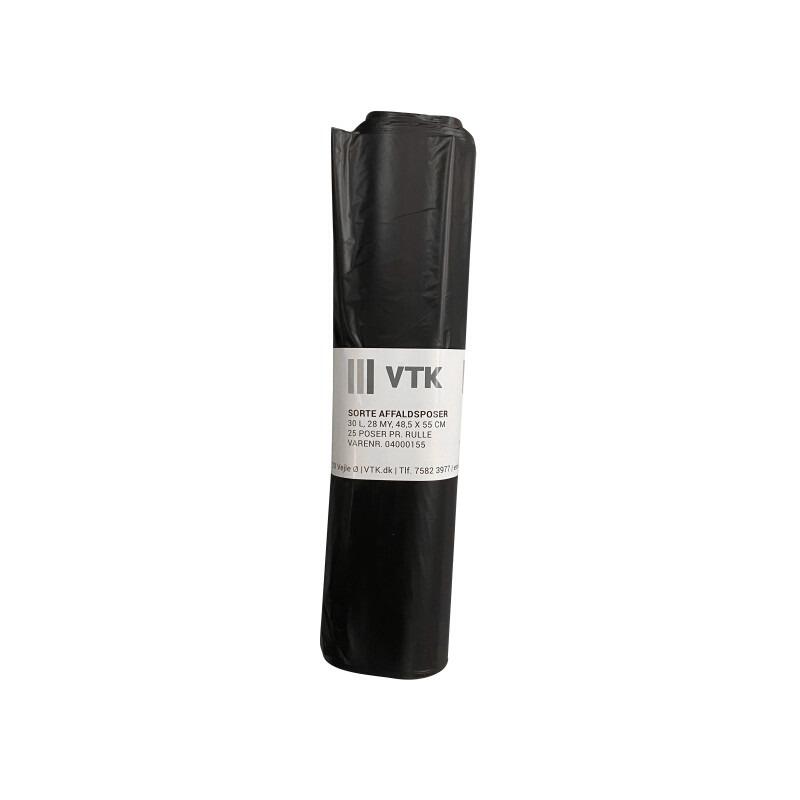 Affaldspose Sort 30ltr. 28my 25 stk