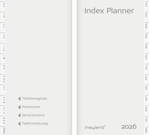 2026 Index planner månedskalender