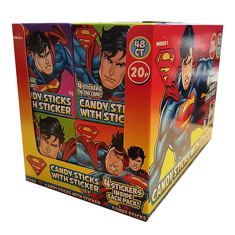 Superman Candy Sticks With Stickers | Lewis Food Wholesalers