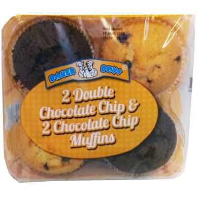 Double Chocolate and Chocolate Chip muffins