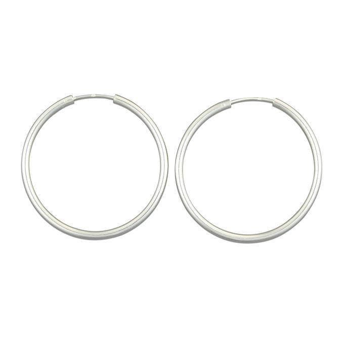 Sterling Silver 40mm Tube Sleeper Hinged Hoop Earrings