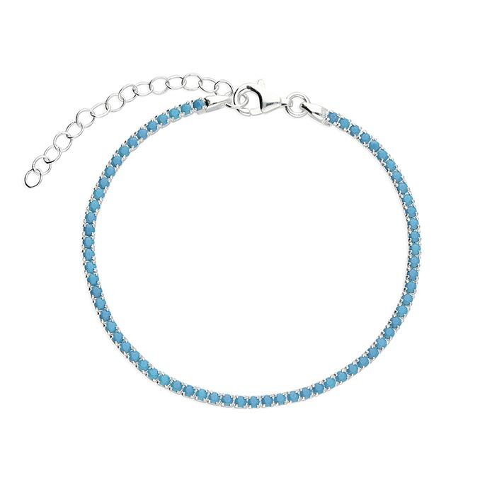 Sterling Silver Turquoise CZ Tennis Bracelet