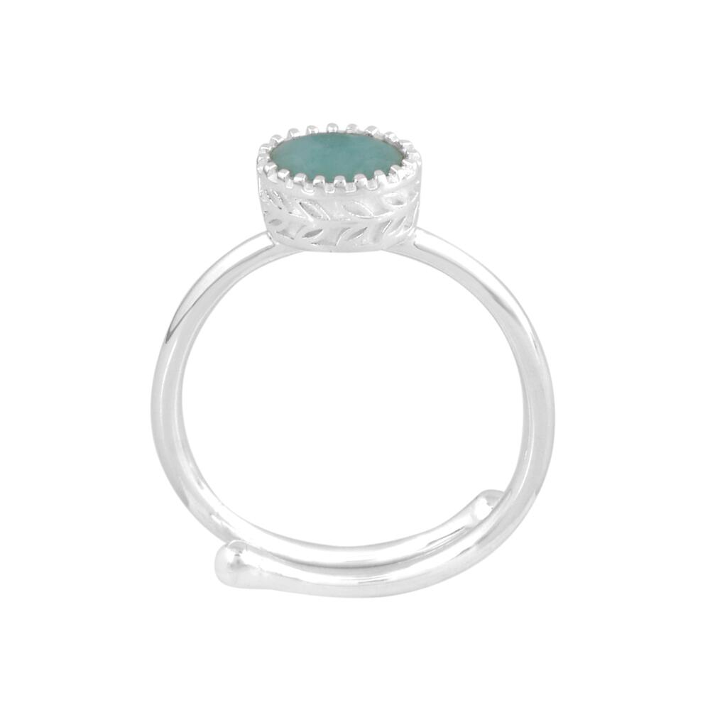 Image#2 Oval Faceted Amazonite Small Adjustable Ring