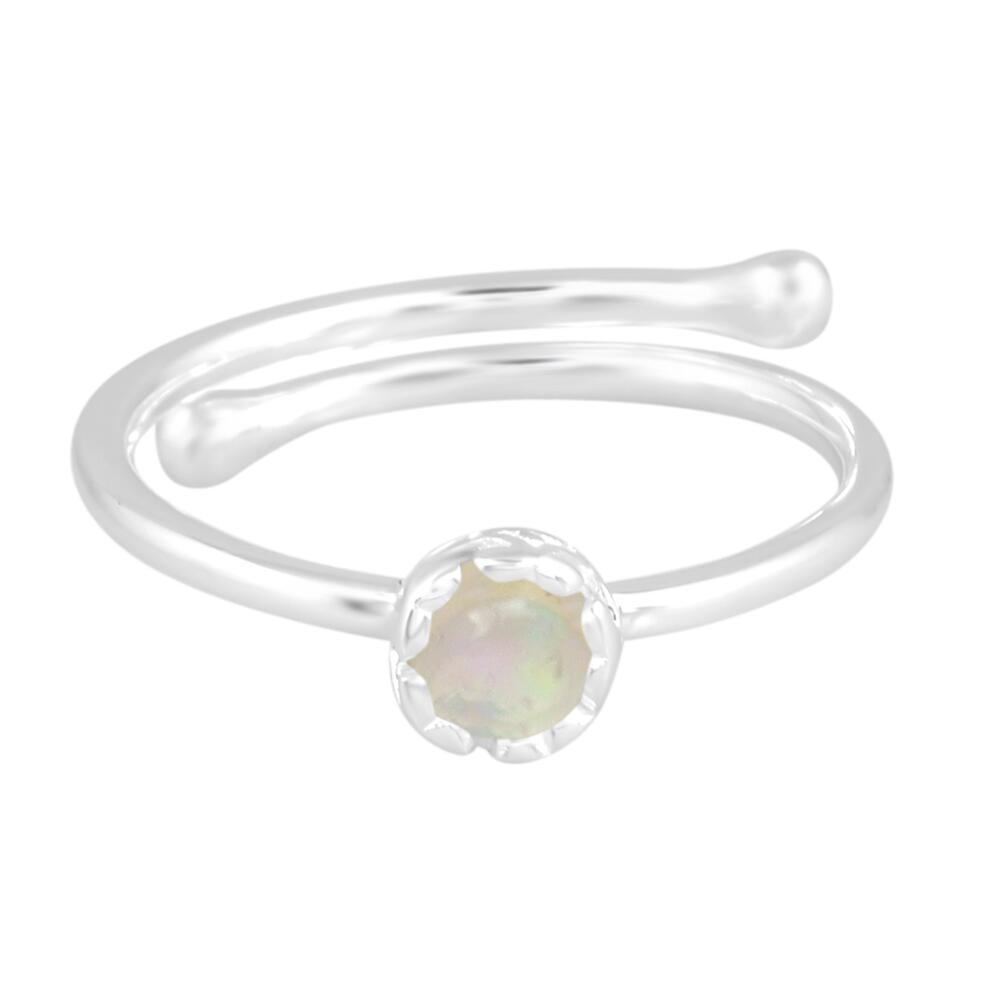 Image#1 Round Cabochon Ethiopian Opal Small Adjustable Ring