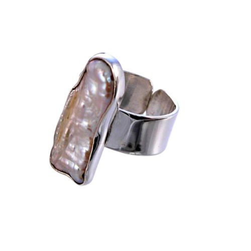 Image#1 25mm White Blister Pearl Ring - Size ADJ (L - P )