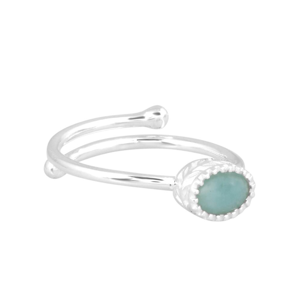 Image#3 Oval Faceted Amazonite Small Adjustable Ring