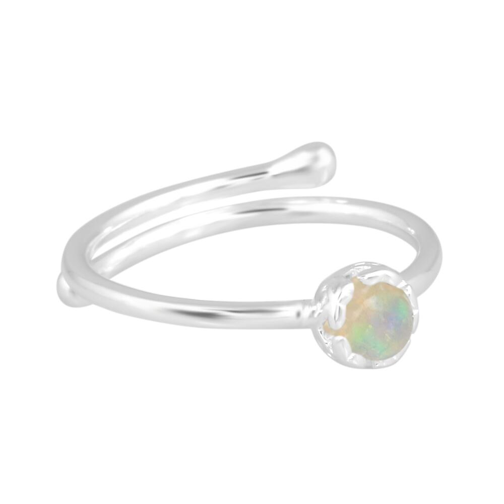 Image#3 Round Cabochon Ethiopian Opal Small Adjustable Ring