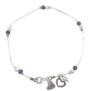 Pearl and Amethyst Bead Anklet
