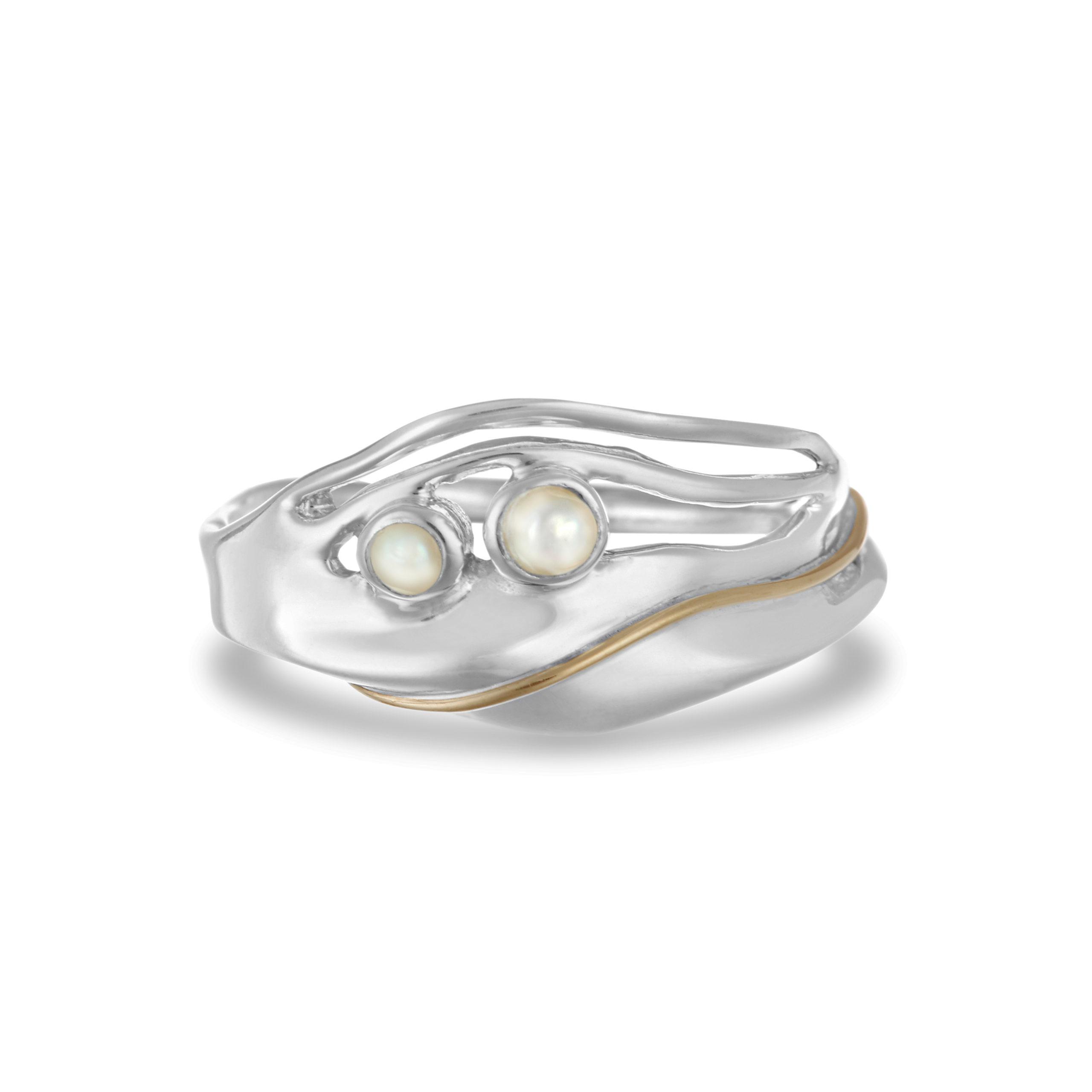 Image#1 Organic Silver And Pearl Ring - Size  O