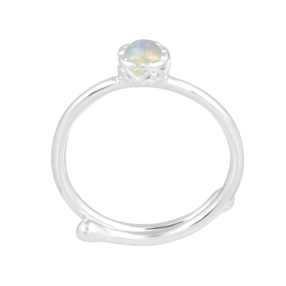 Image#2 Round Cabochon Ethiopian Opal Small Adjustable Ring