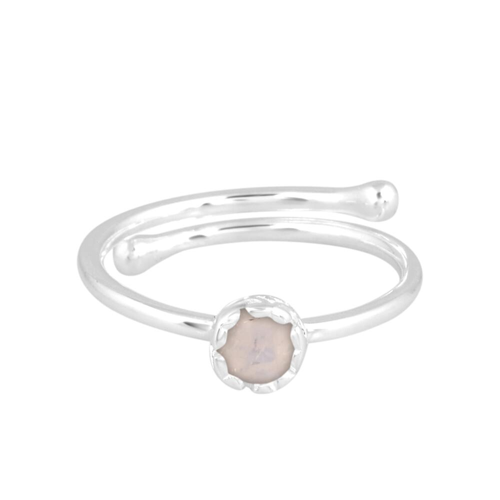 Image#1 Round Faceted Rainbow Moonstone Small Adjustable Ring