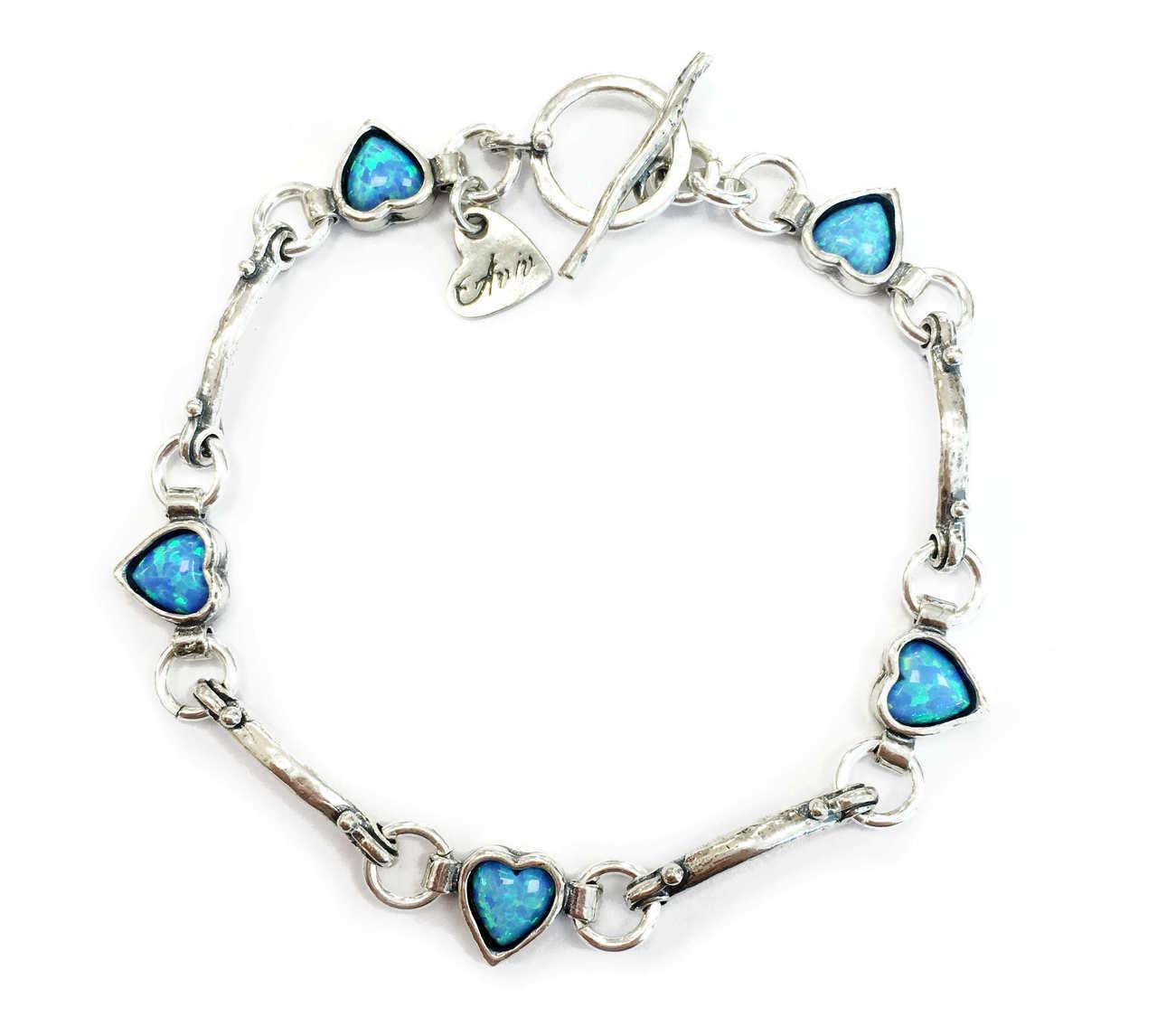 Created Opal Heart Bracelet