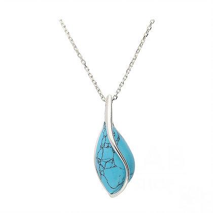Turquoise Silver Pear Pendant