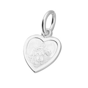 Image#1 Small Plain Heart Sterling Silver St Christopher Pendant