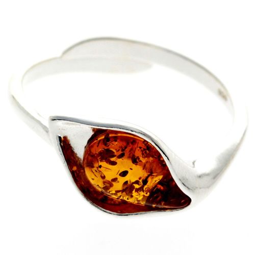 Image#1 Baltic Brown Amber Modern Designer Ring - Size ADJ