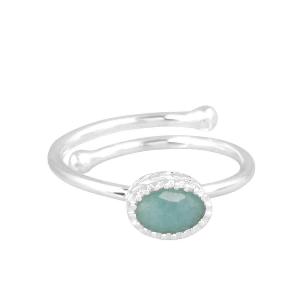 Image#1 Oval Faceted Amazonite Small Adjustable Ring